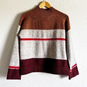 Universal Thread Striped Mock Turtleneck Wide Sleeve Sweater